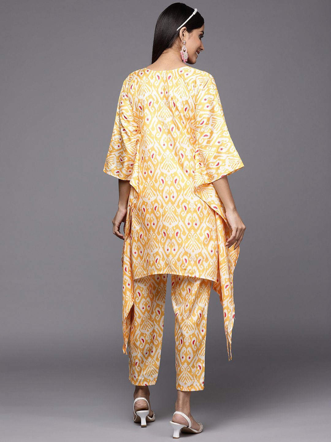 Women Yellow Ethnic Motifs Printed Sequinned Kurta with Trousers