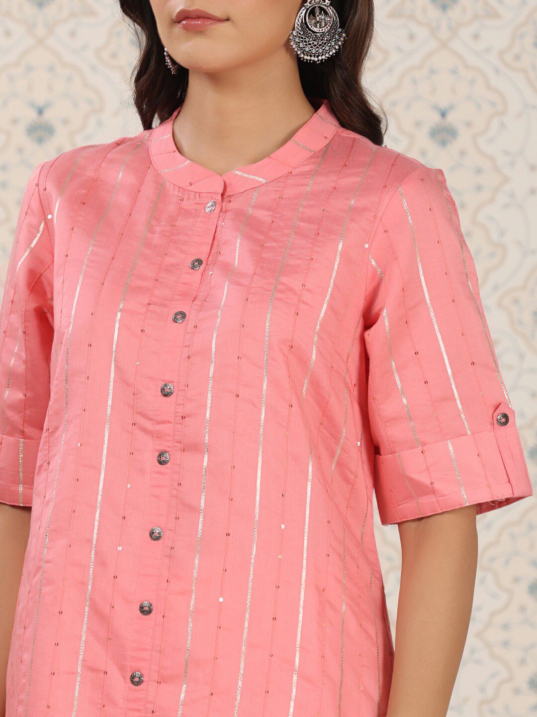Dhiyona OD Striped Gotta Patti Sequinned A-Line Kurta