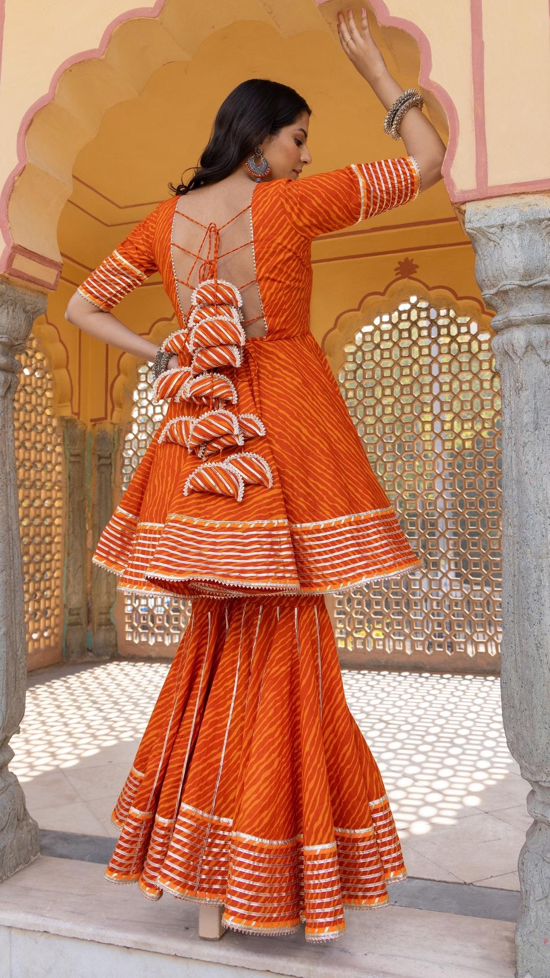Meera Leheriya Orange Cotton Sharara Set