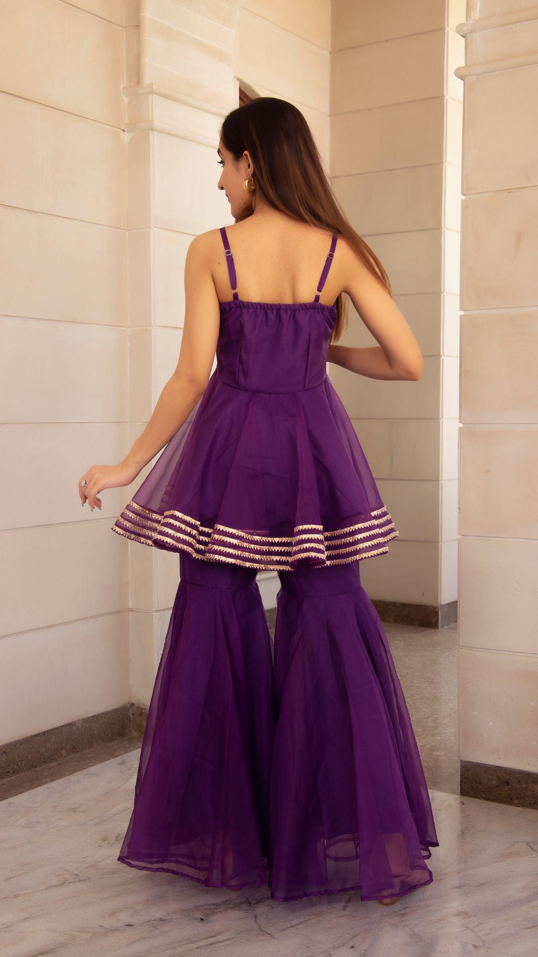 Masakali Purple Organza Sharara Set