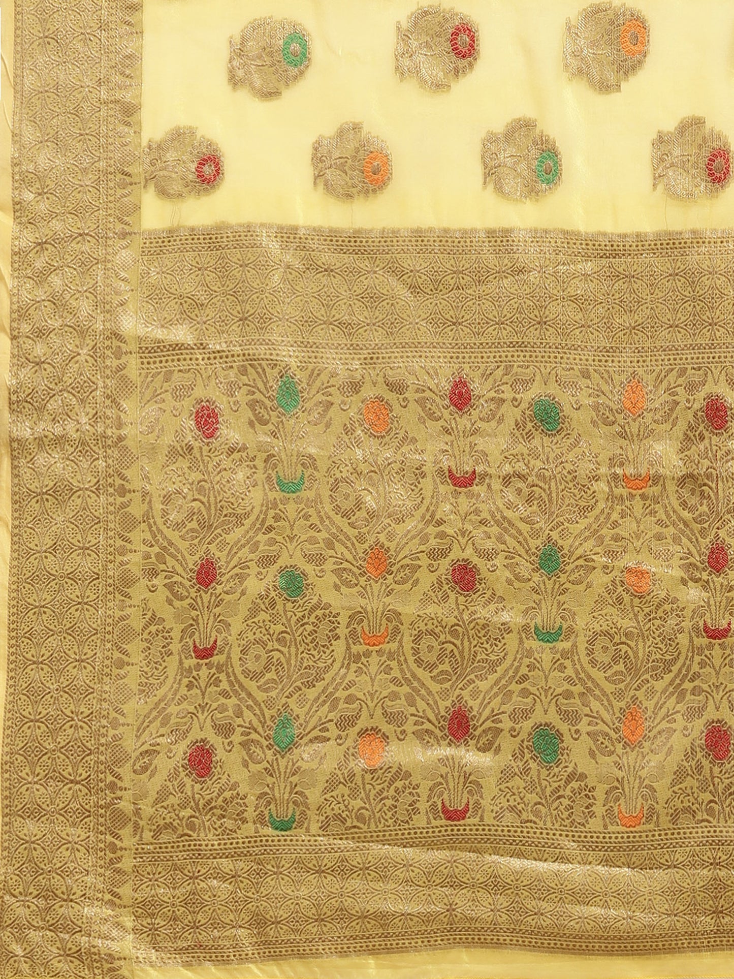 Women's Silk Blend Yellow Woven Design Designer Saree With Blouse Piece