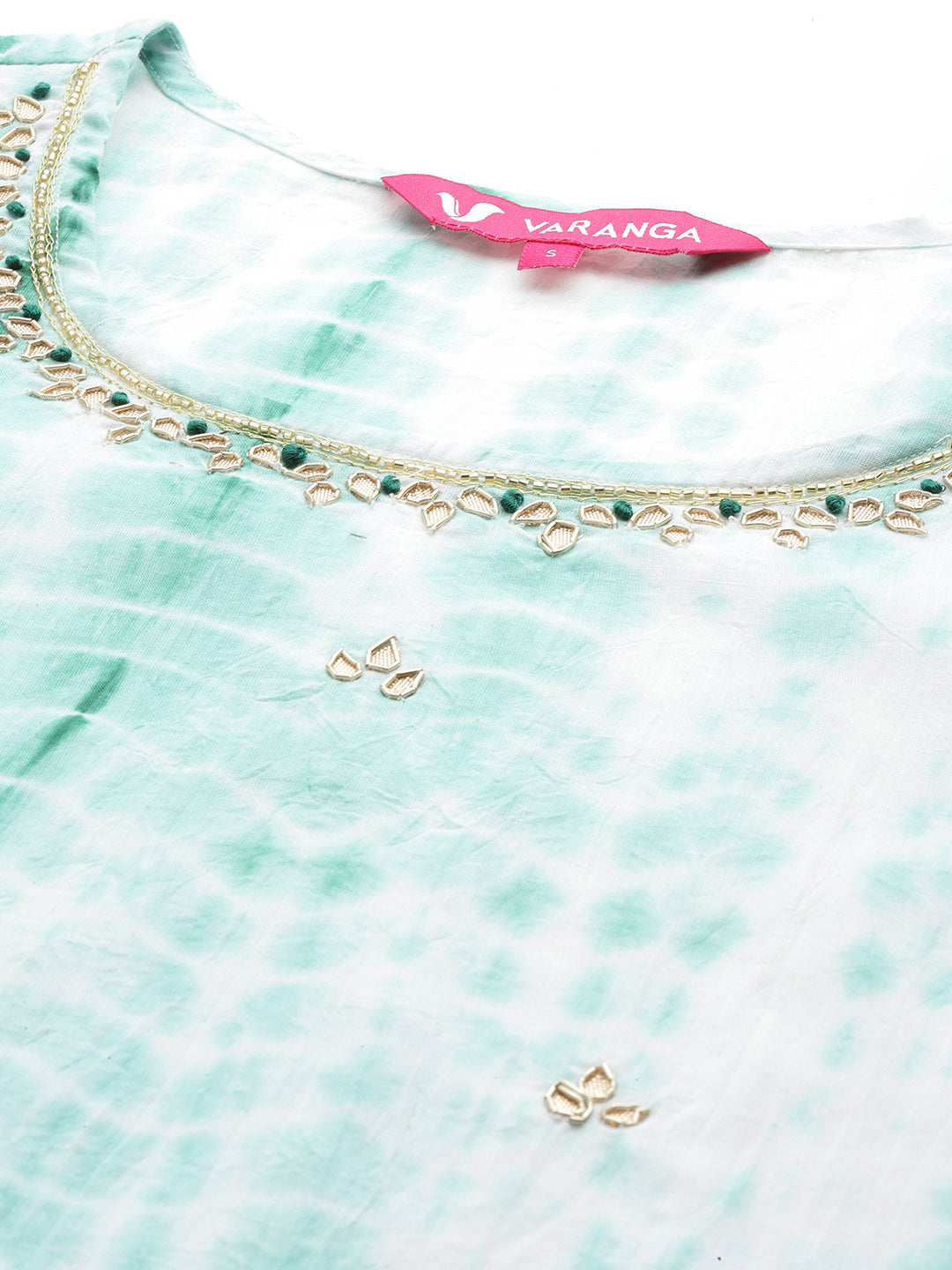 Dhiyona VR Women's Straight Kurta With Round Neck Paired With Green Solid Palazzo And Green Solid Dupatta