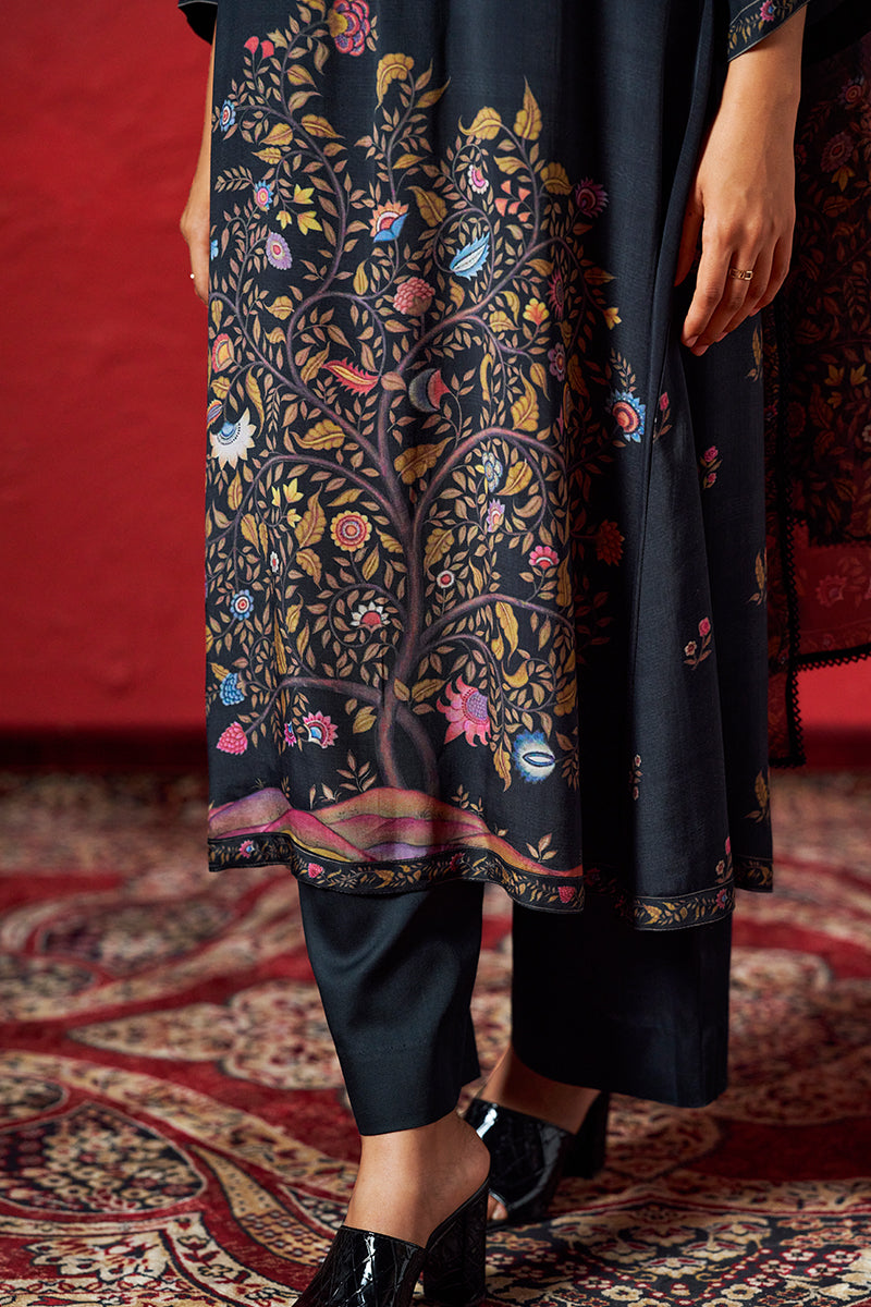 Women's Black Muslin Print Salwar Suit