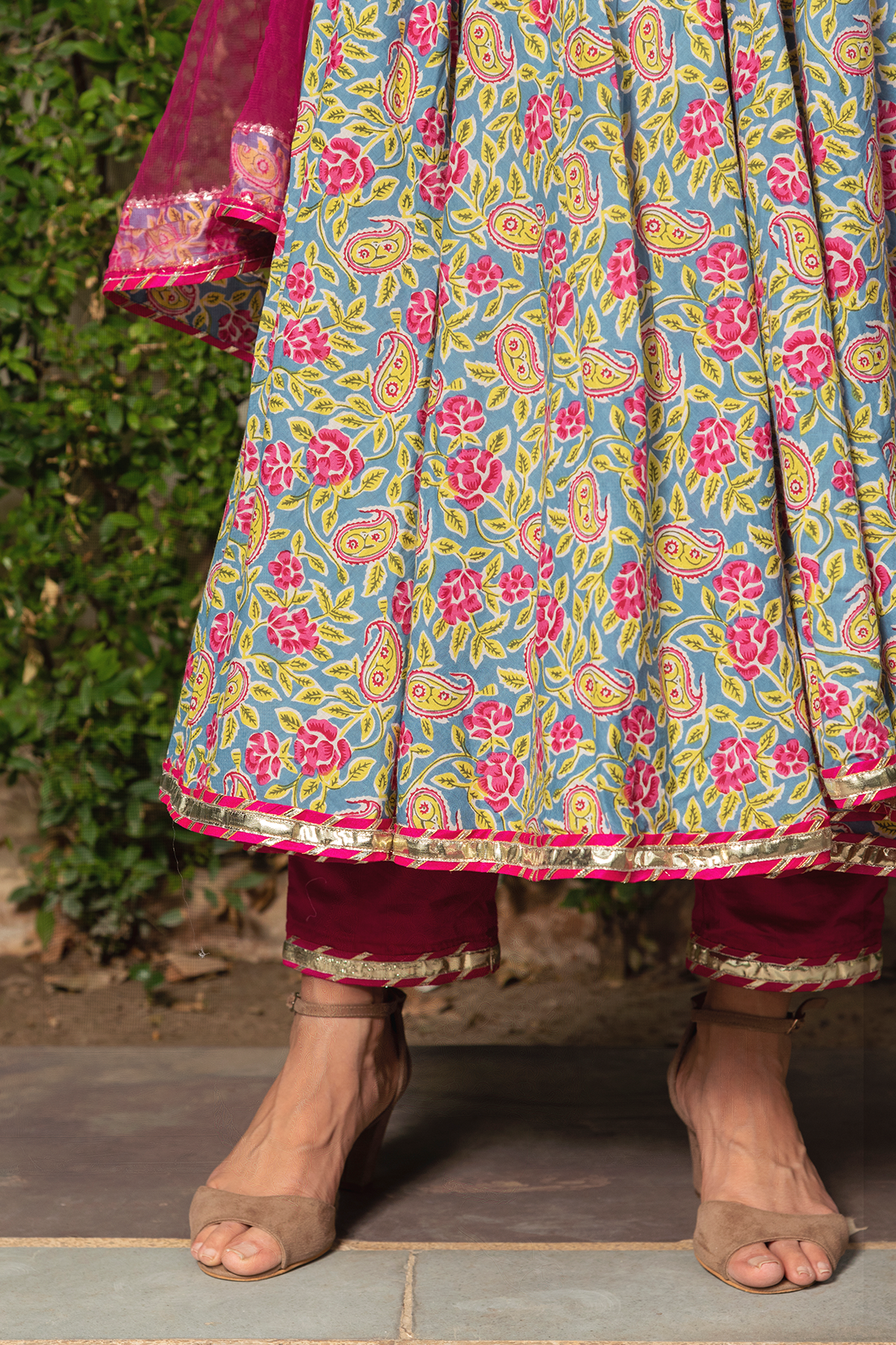 Jaipuri Hand Block Cotton Anarkali Set