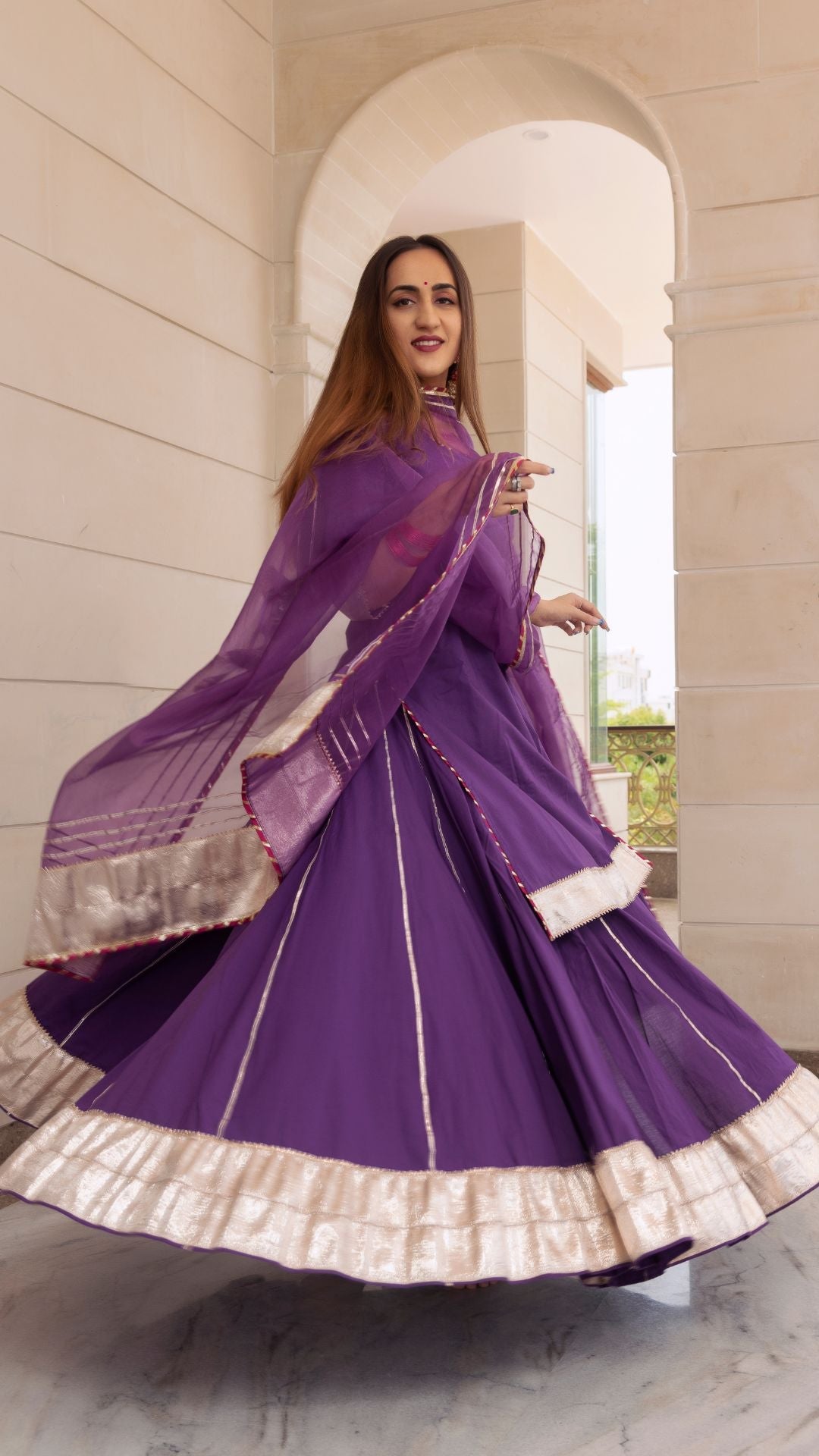 Falguni Purple Kurta Skirt Set