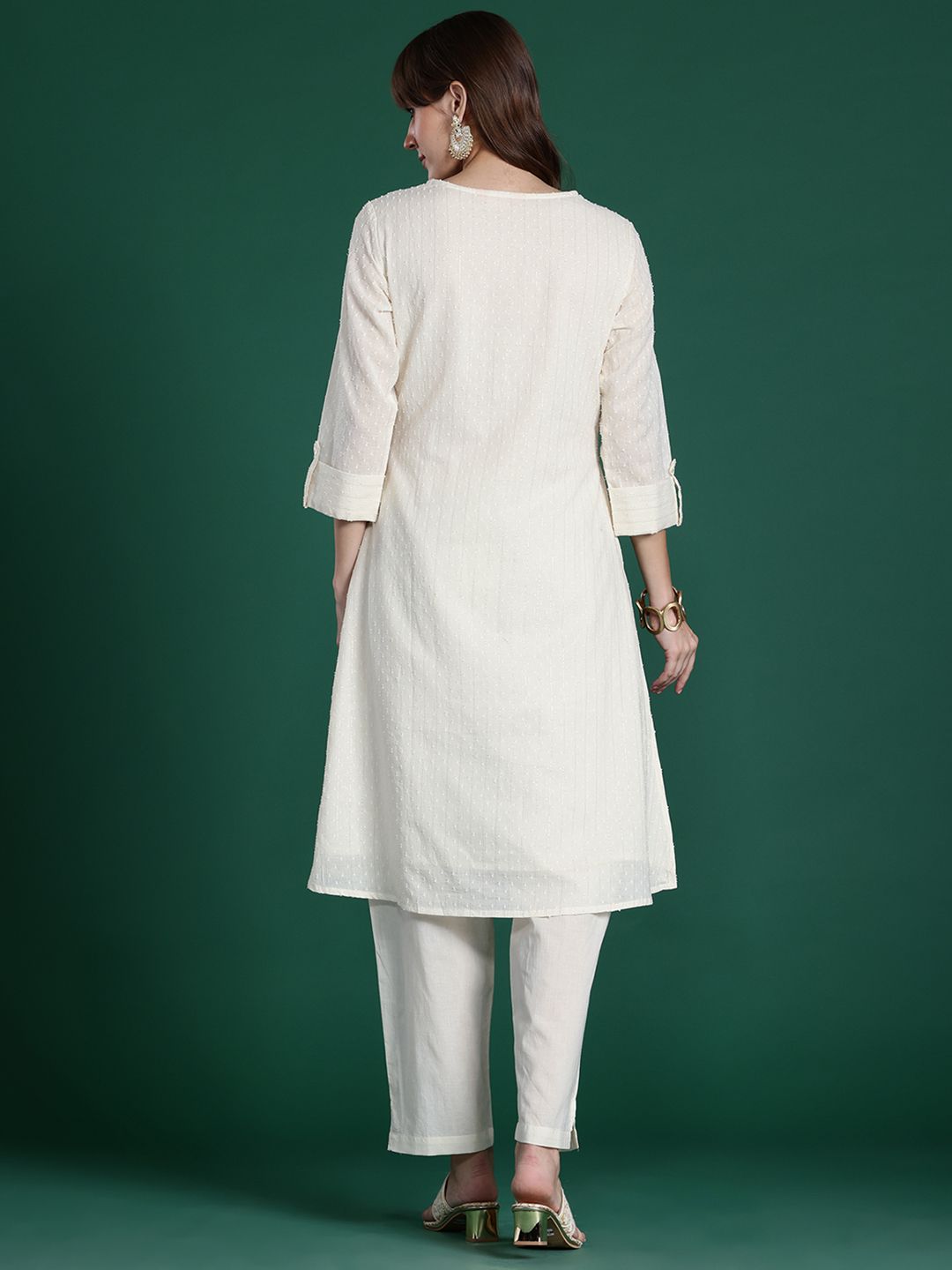 Dhiyona IE Floral Printed Regular Pure Cotton Kurta with Trousers