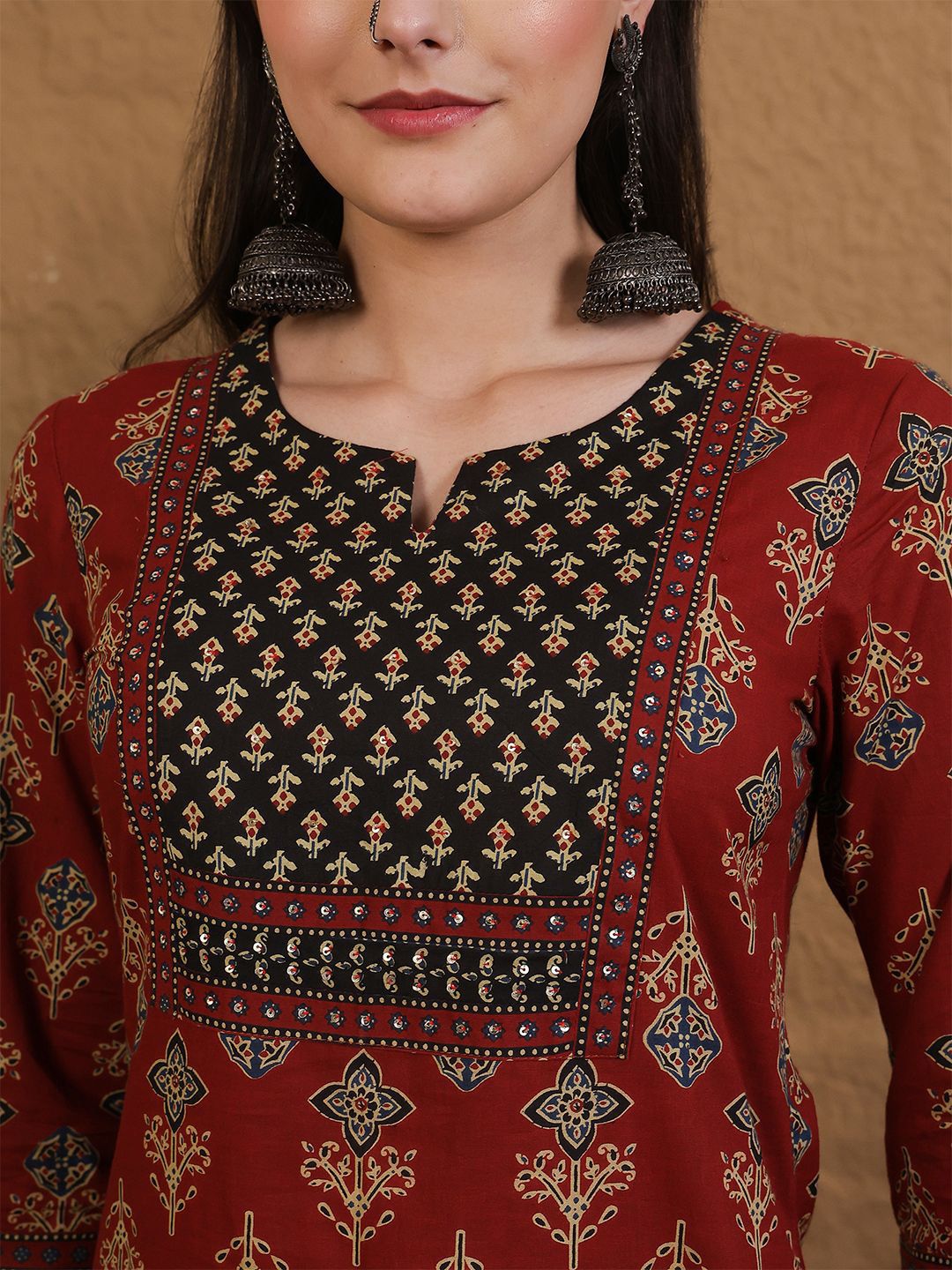 Dhiyona SN Women's Printed Pure Cotton Round Neck Straight Kurta & Palazzo With Dupatta
