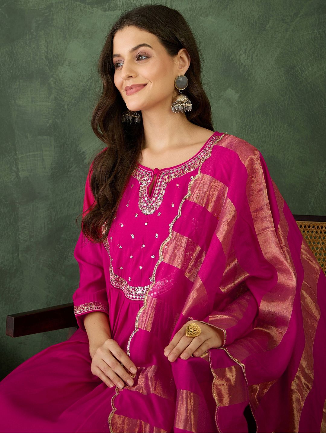 Dhiyona KA Women Embroidered A-Line Kurta Set