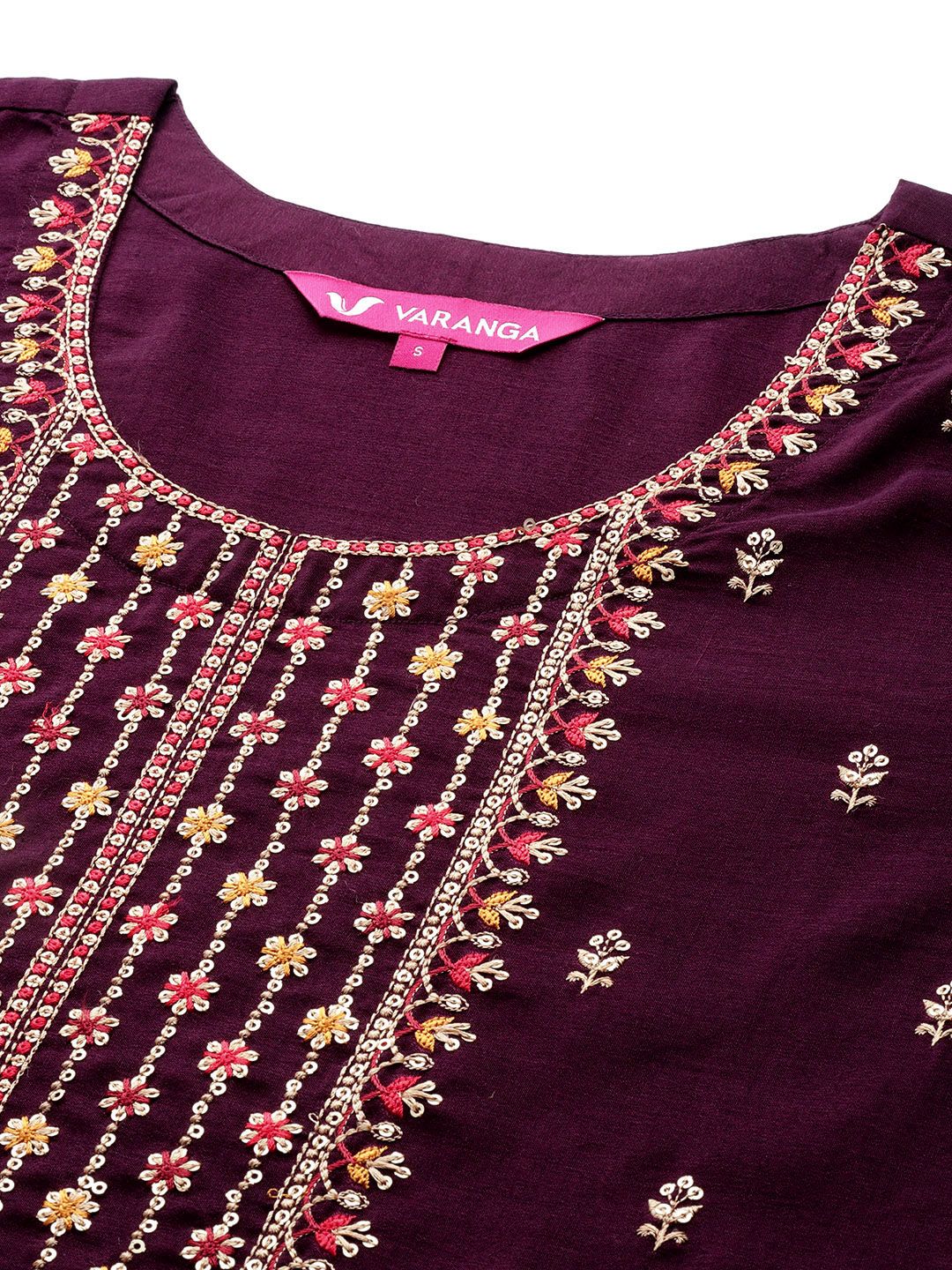 Dhiyona VA Women'sFloral Embroidered Regular Sequinned Kurta with Trousers & With Dupatta