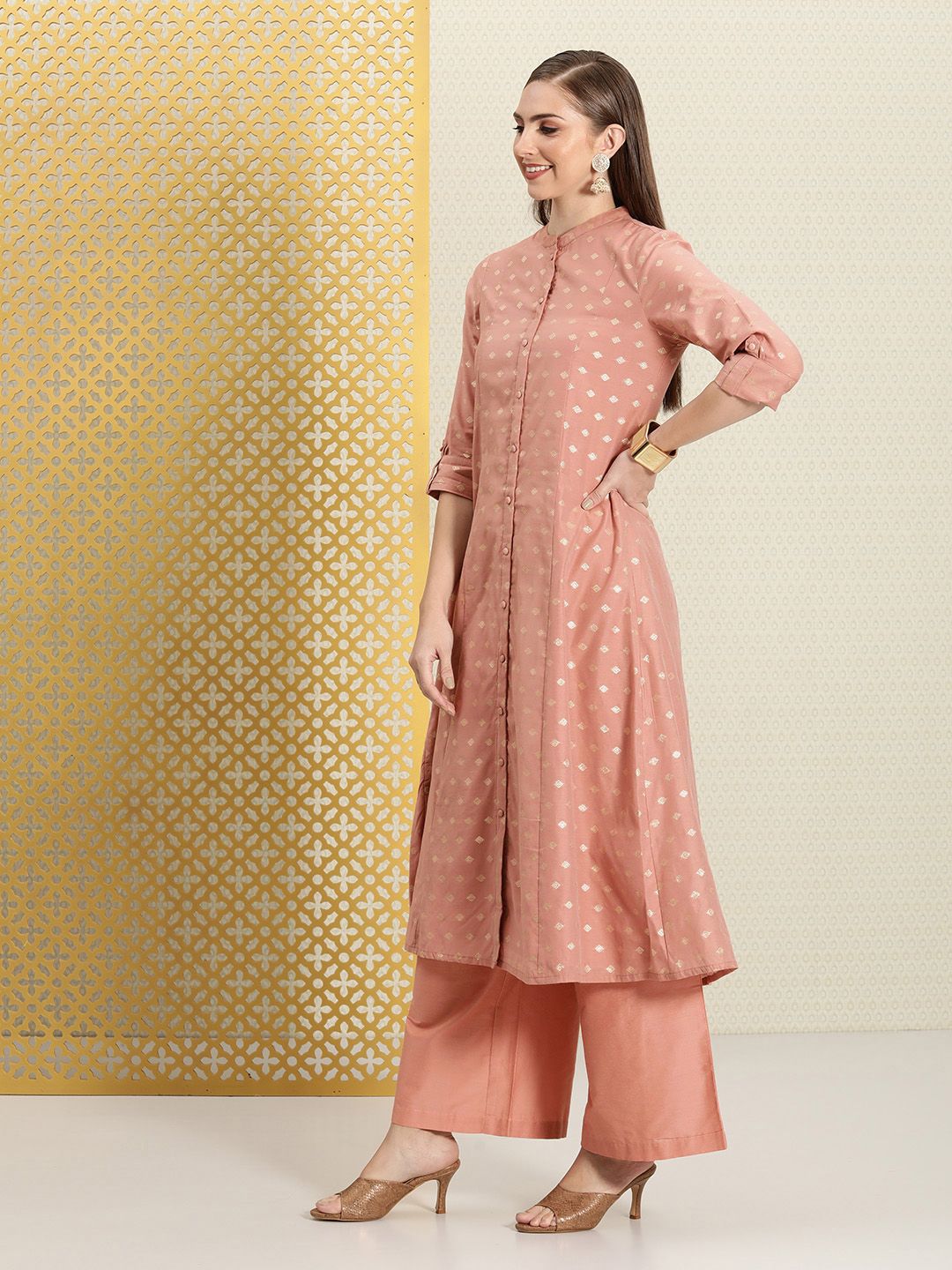 Dhiyona PD Women Women Jashn Ethnic Motifs Zari Work Kurta with Palazzos