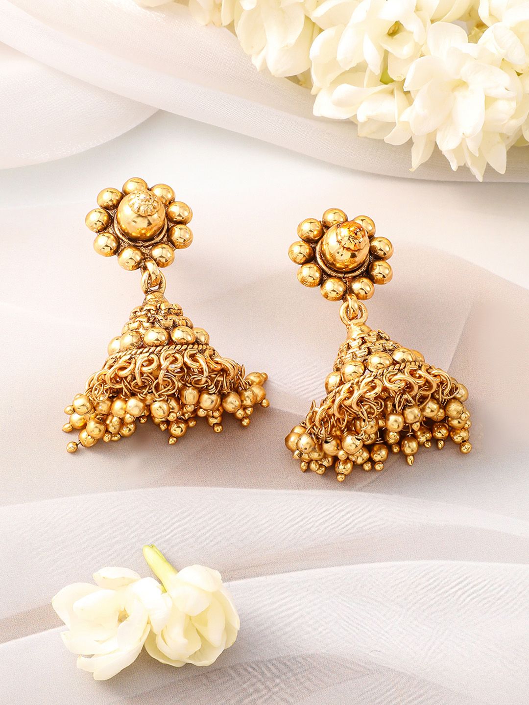Dhiyona RJ Women's 22K Gold-Plated Golden Beads Studded Beaded Traditional Jewellery Set