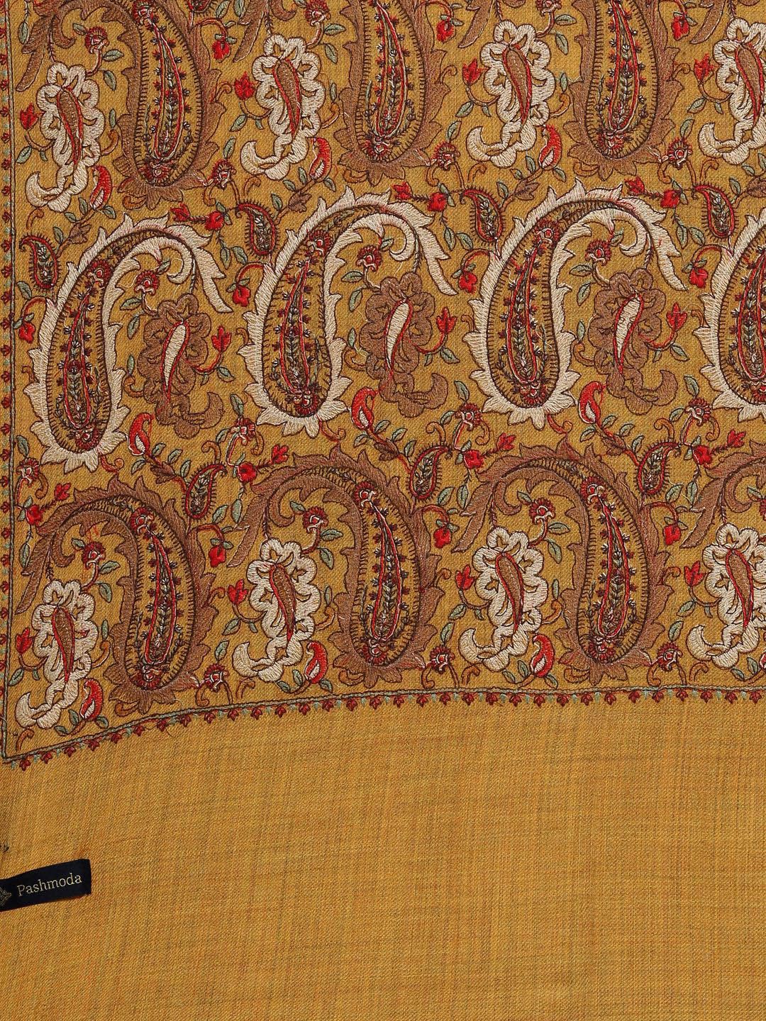 Dhiyona PA Women Yellow & Red Embroidered Woolen Shawl