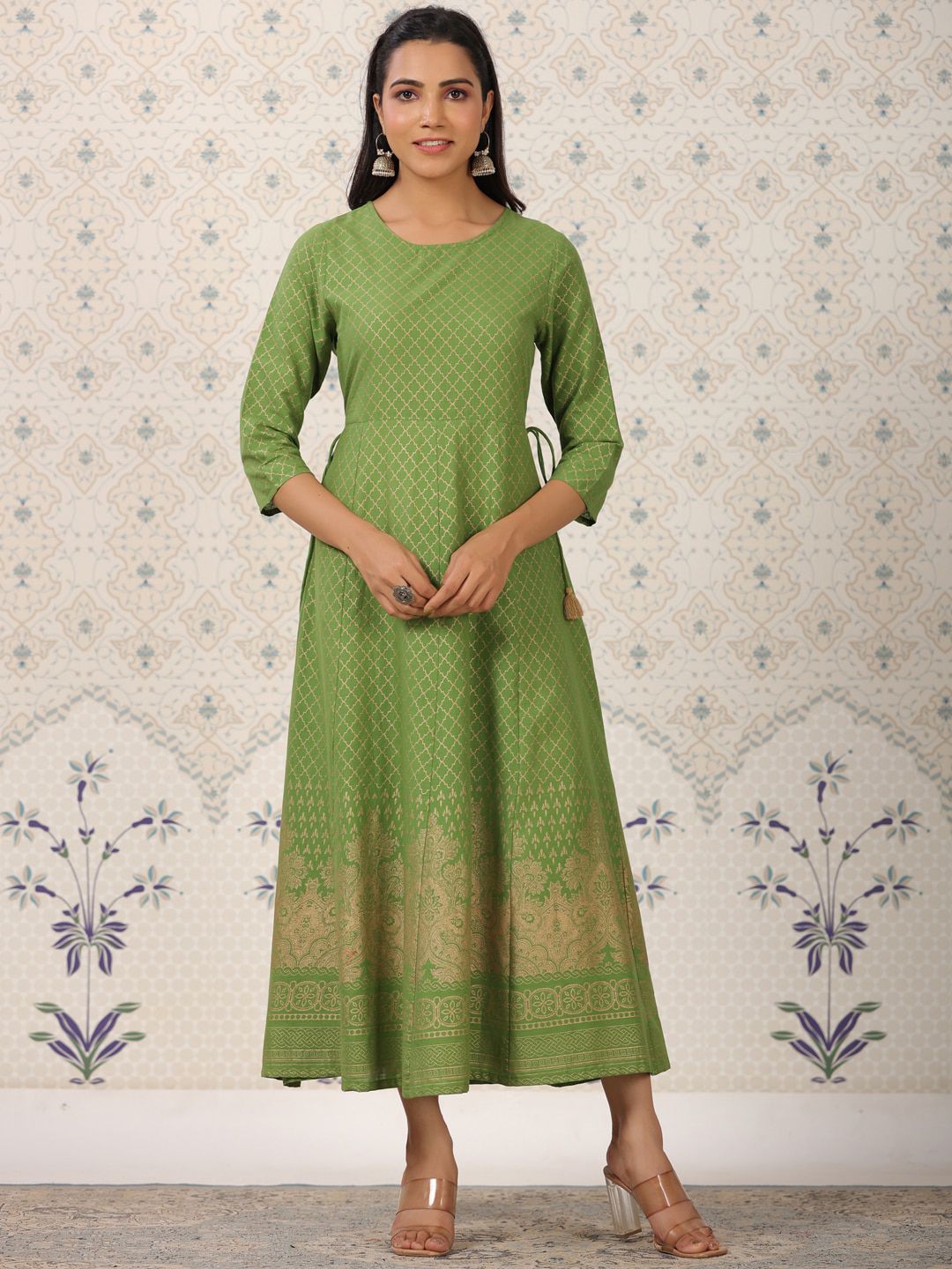 Dhiyona OD Ethnic Motif Printed Pure Cotton A-Line Kurta
