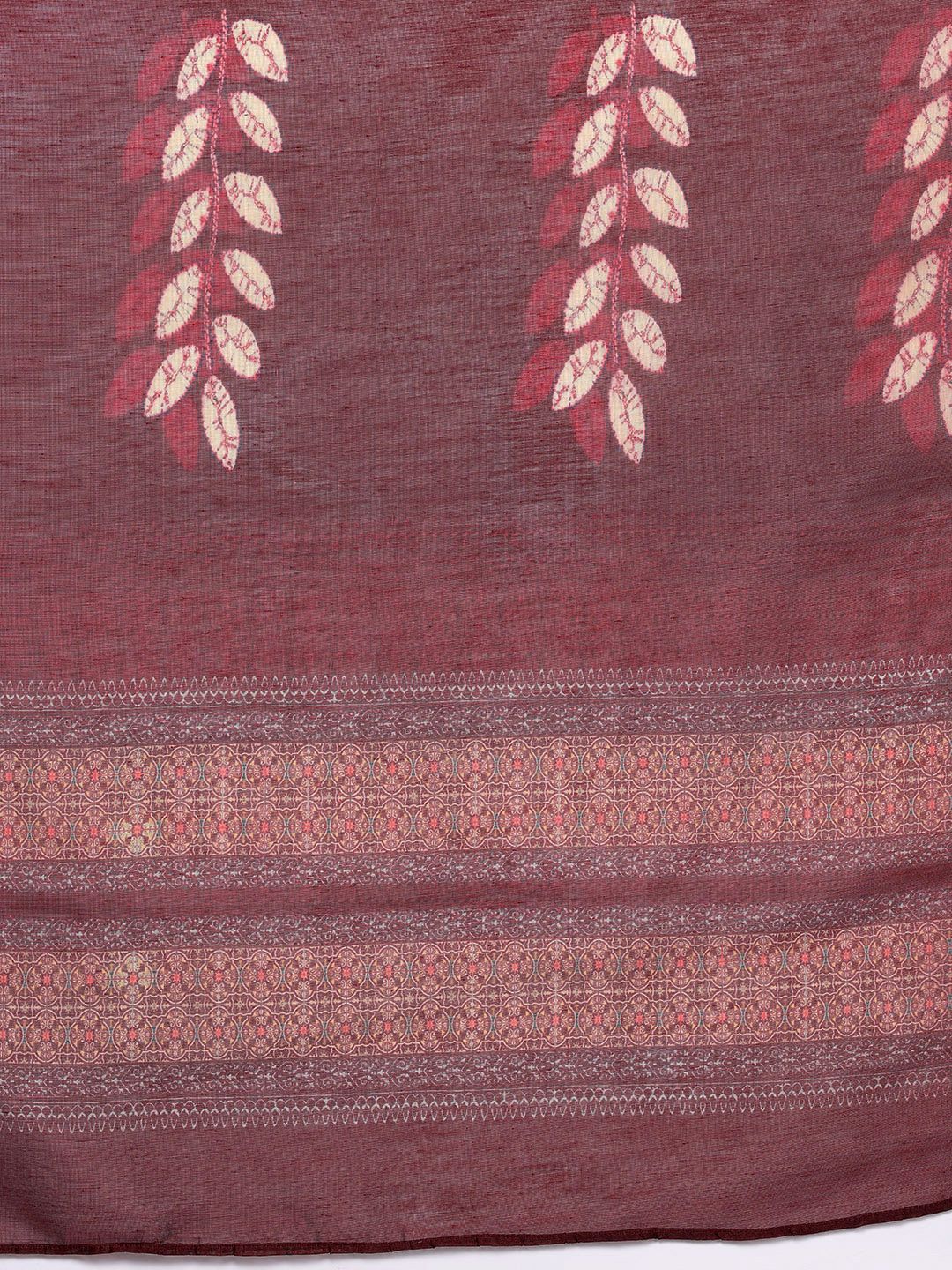 Dhiyona VA Women'sMaroon Floral Printed Beads and Stones Straight Kurta with Trousers & Dupatta
