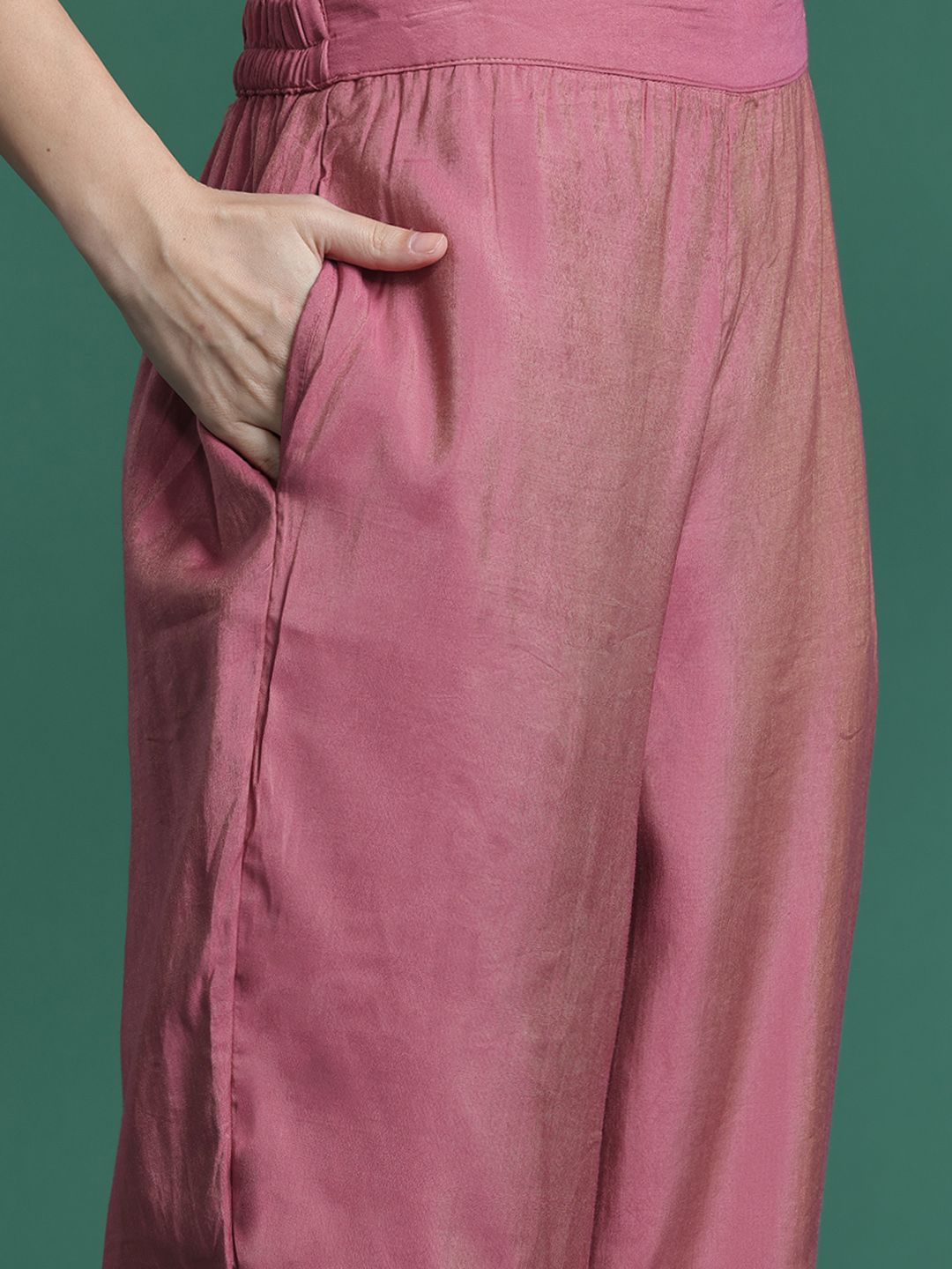 Dhiyona IE Ethnic Motifs Embroidered Gotta Patti Kurta with Trousers & Dupatta