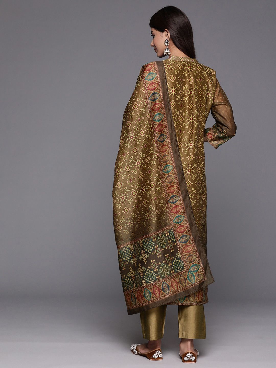 Dhiyona VA Women'sEthnic Motifs Printed Regular Chanderi Silk Kurta with Trousers & Dupatta