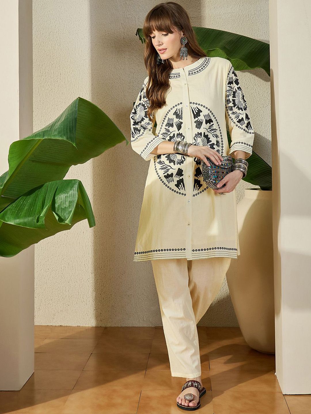Dhiyona IE Embroidered Pure Cotton Tunic With Trouser