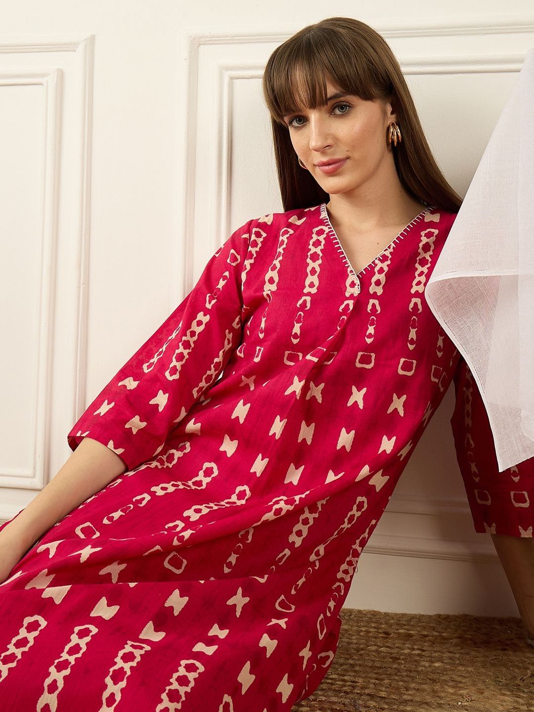 Women Printed Regular Pure Cotton Kurta with Trousers