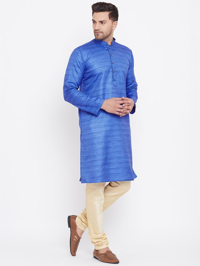 Men's Green Silk Blend Straight Kurta Pyjama Set
