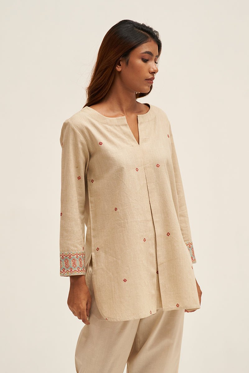 Women's Fog Beige Cotton Co-ord Set