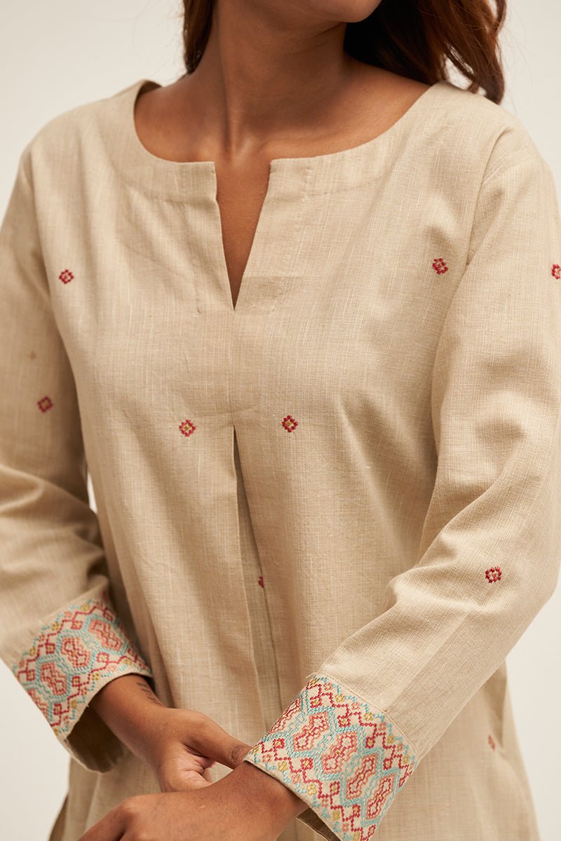 Women's Fog Beige Cotton Co-ord Set