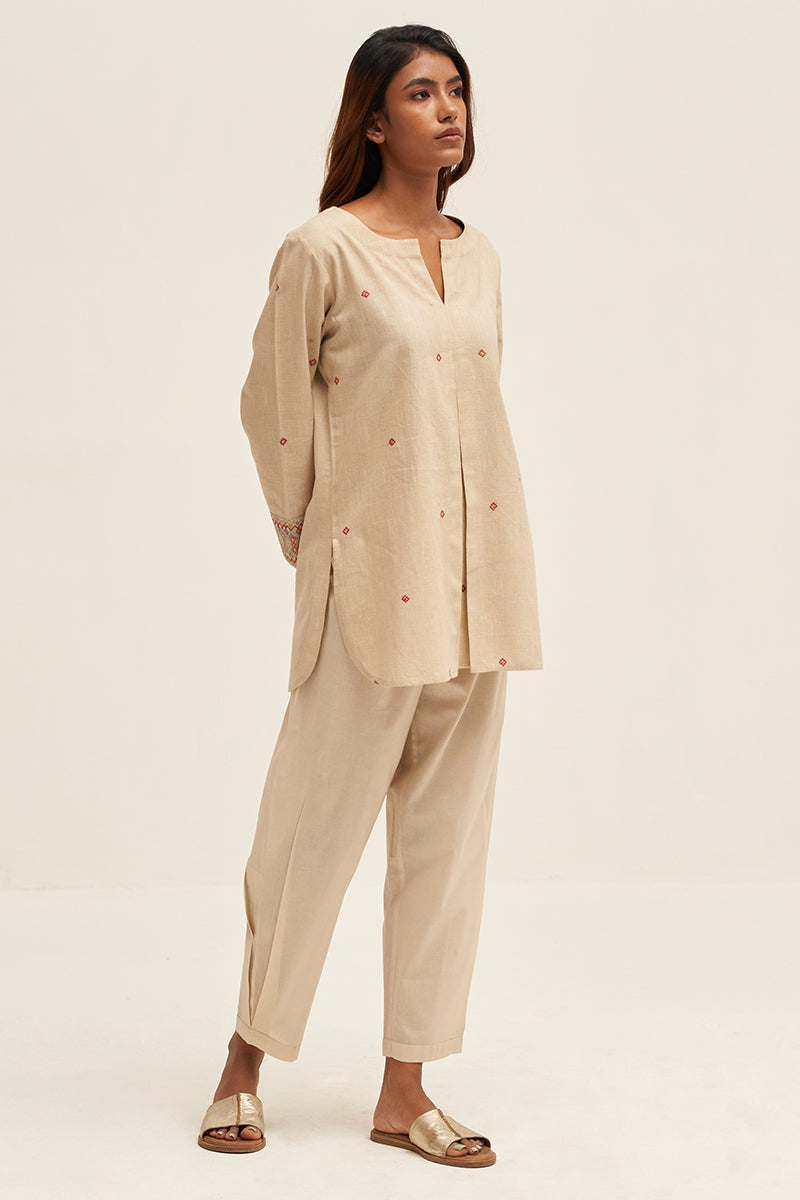 Women's Fog Beige Cotton Co-ord Set