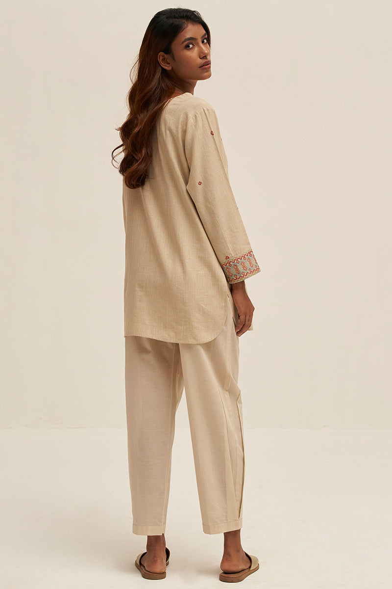 Women's Fog Beige Cotton Co-ord Set