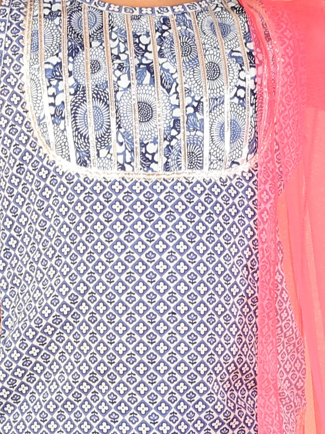 Girls stylish Folklore printed kurta with ghaghra & dupatta set