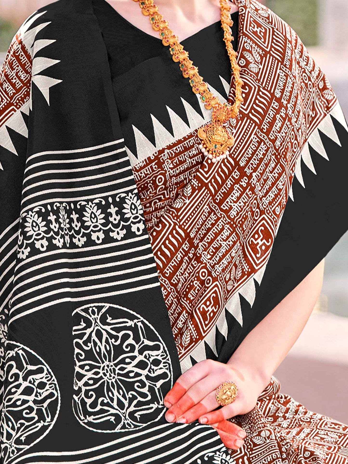 Women's Bhagalpuri Silk Brown Printed Designer Saree With Blouse Piece