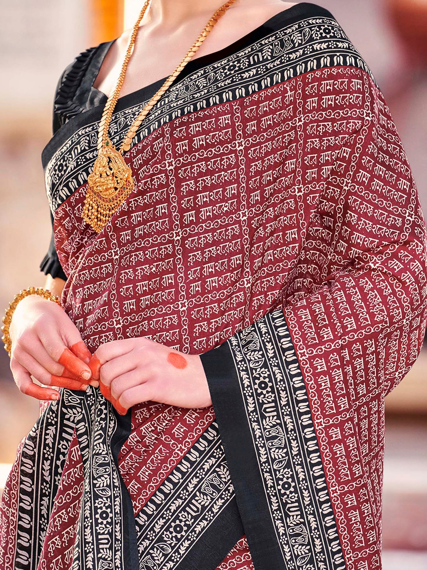 Women's Bhagalpuri Silk Maroon Printed Designer Saree With Blouse Piece