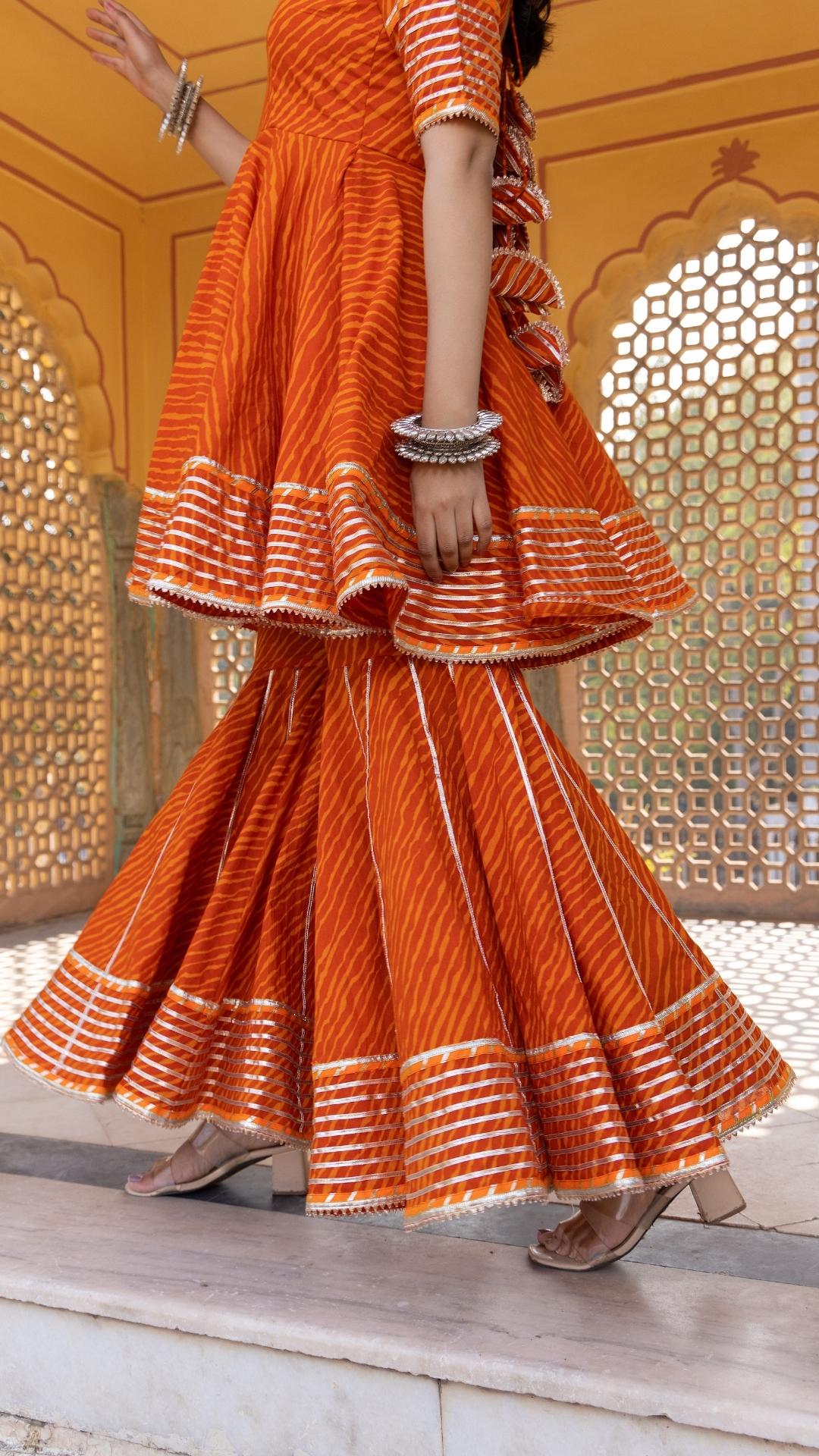 Meera Leheriya Orange Cotton Sharara Set