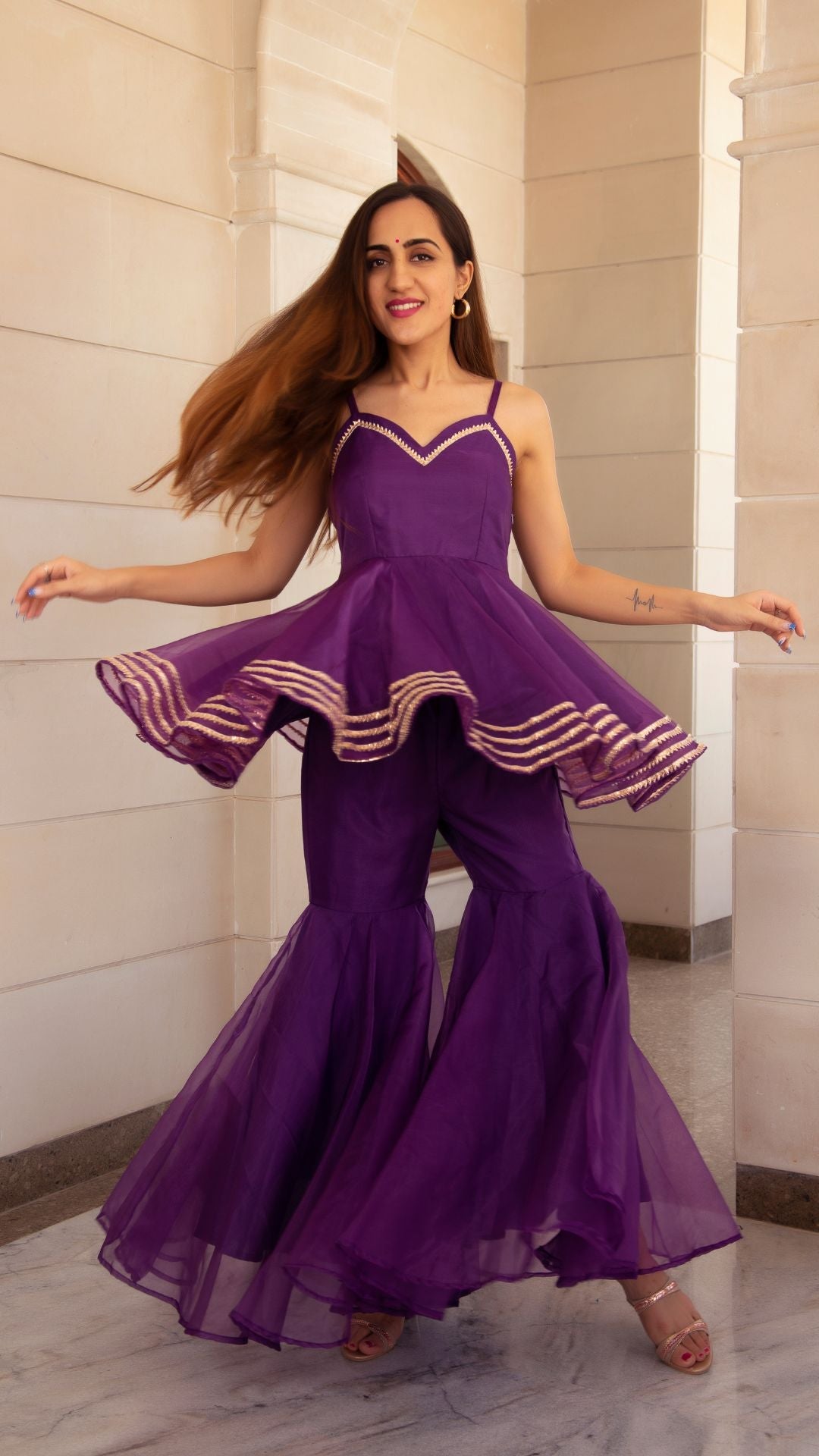Masakali Purple Organza Sharara Set