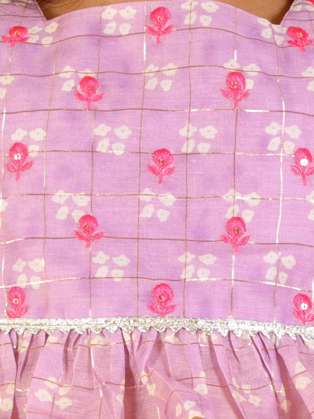 Girls printed chanderi lurex ghaghra choli set