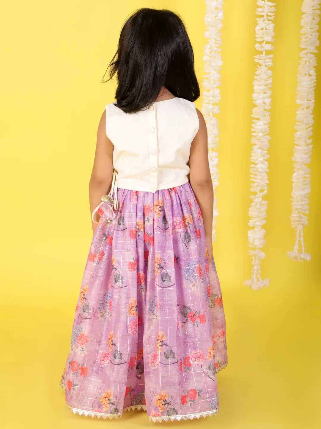 Girls printed chanderi ghaghra choli set