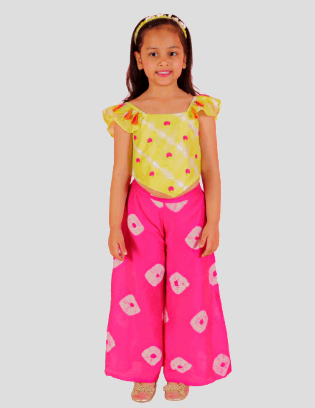 Girls Fusion Tie & Dye Flared Palazzo with Top