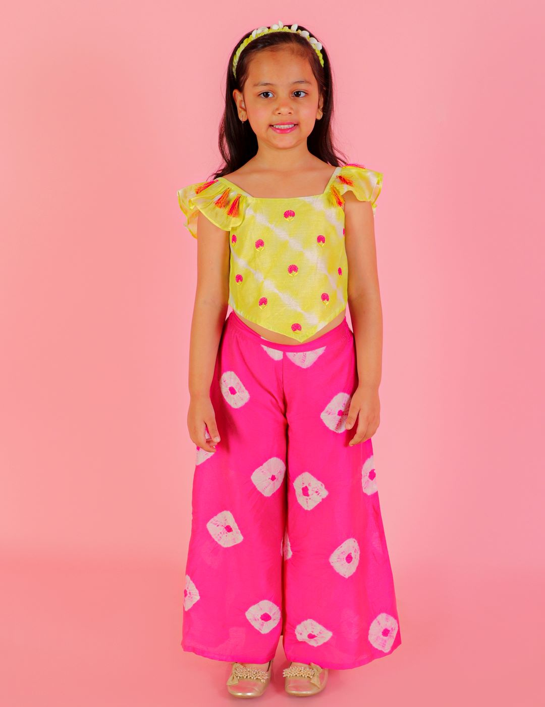 Girls Fusion Tie & Dye Flared Palazzo with Top