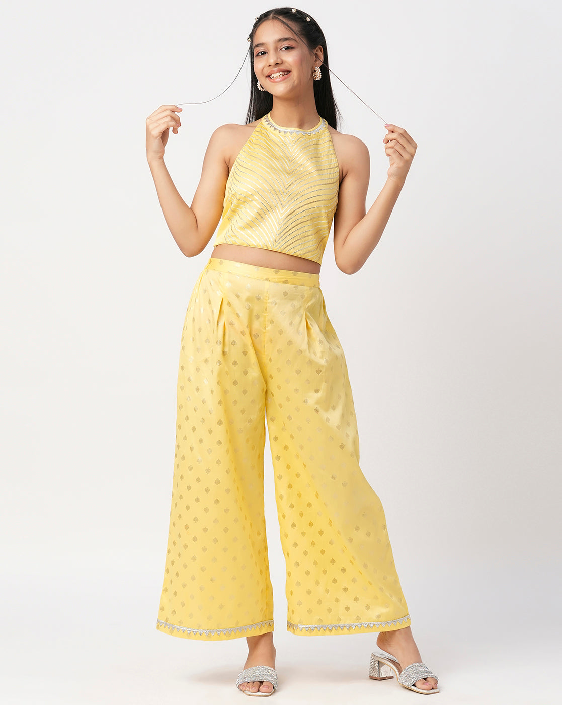 Mehfil Yellow Girls Co-ordinate set for Girls