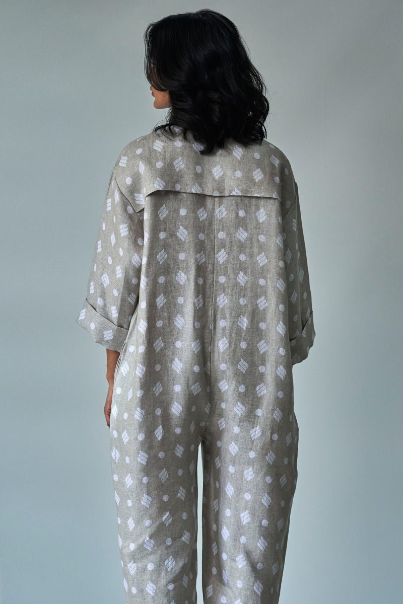 Women's Oatmeal Linen Jumpsuit