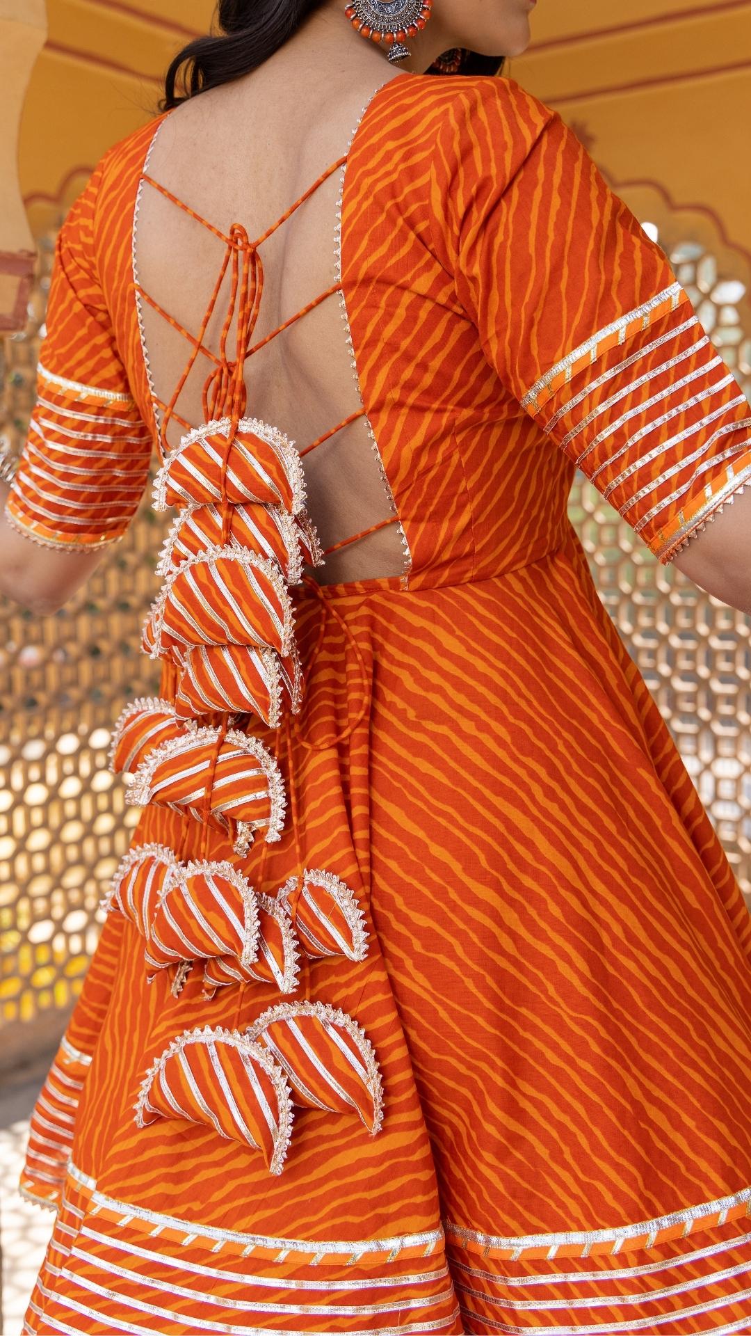 Meera Leheriya Orange Cotton Sharara Set