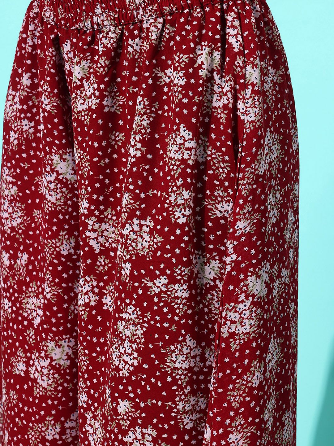 Dhiyona VA Women'sFloral Printed Empire Silk Georgette Kurta with Palazzos & With Dupatta