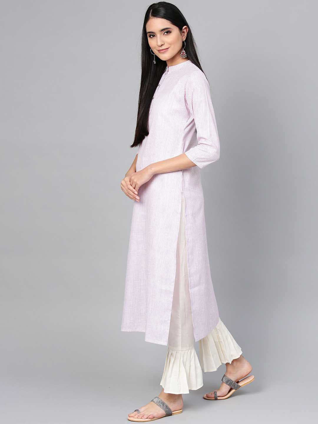 Dhiyona IE Women Purple Striped Kurta