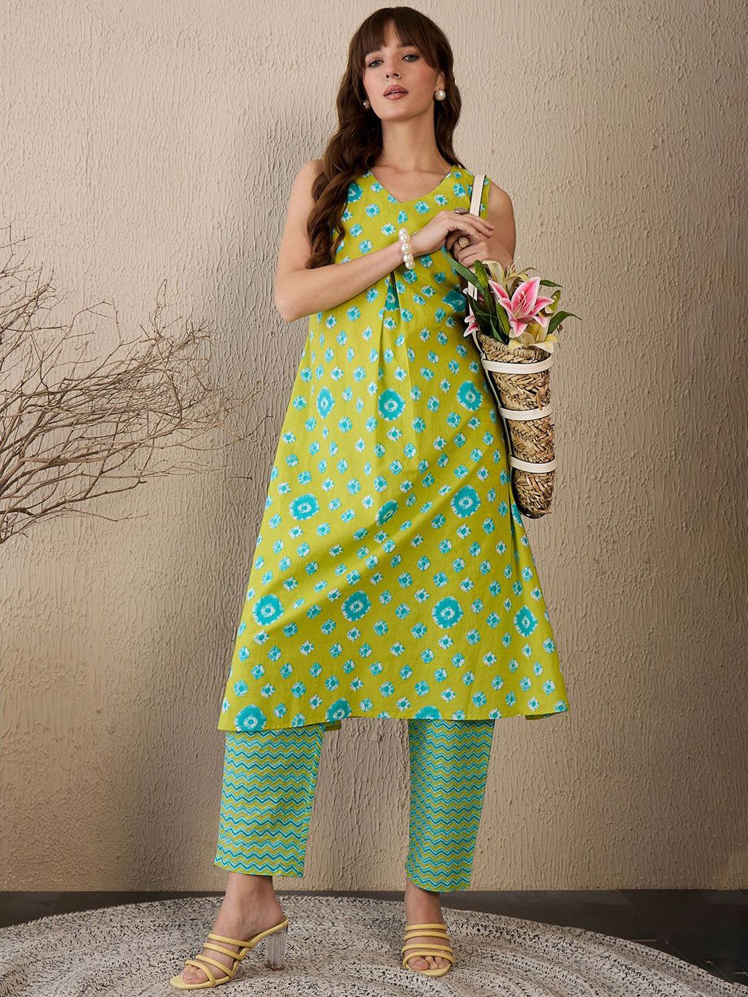 Women Printed Regular Pure Cotton Kurta with Trousers