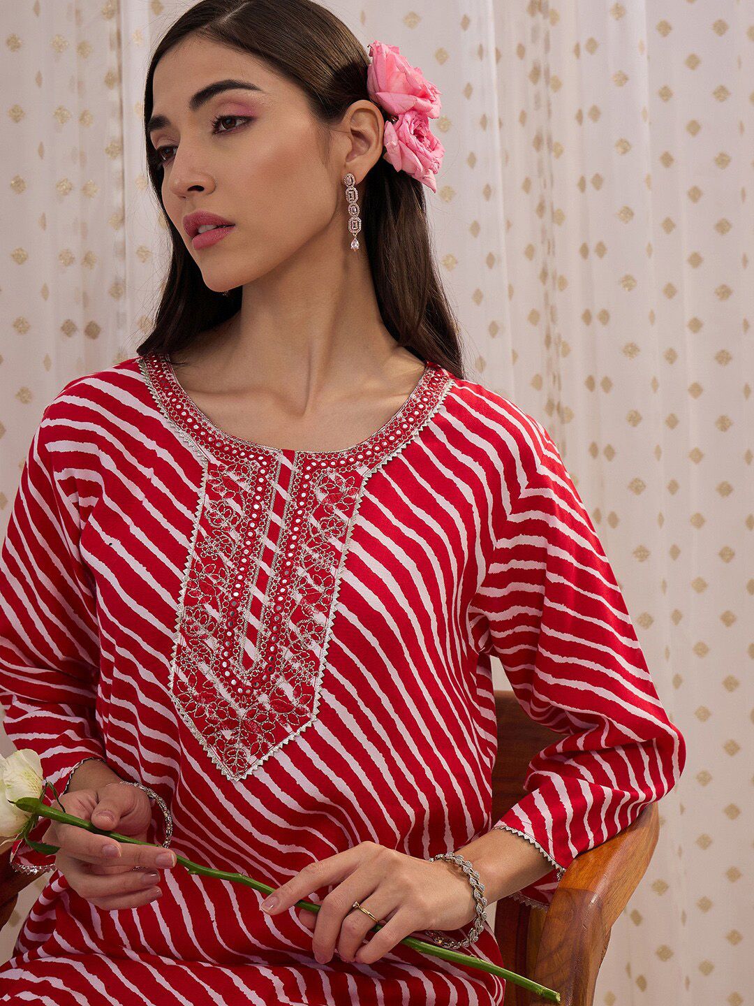 Dhiyona IE Leheriya Printed Straight Kurta