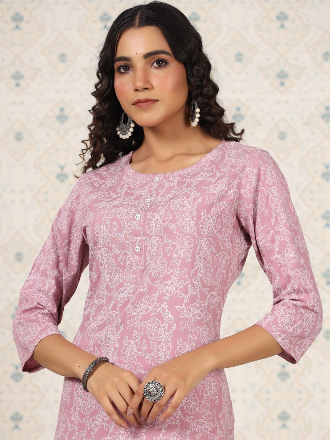 Dhiyona OD Printed Round Neck Straight Kurta