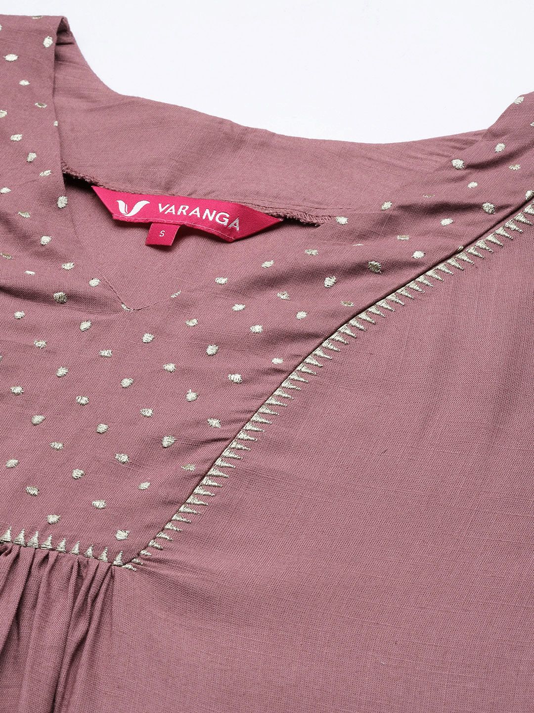 Dhiyona VA Women's Mauve Embroidered Kurta with Palazzos & With Dupatta