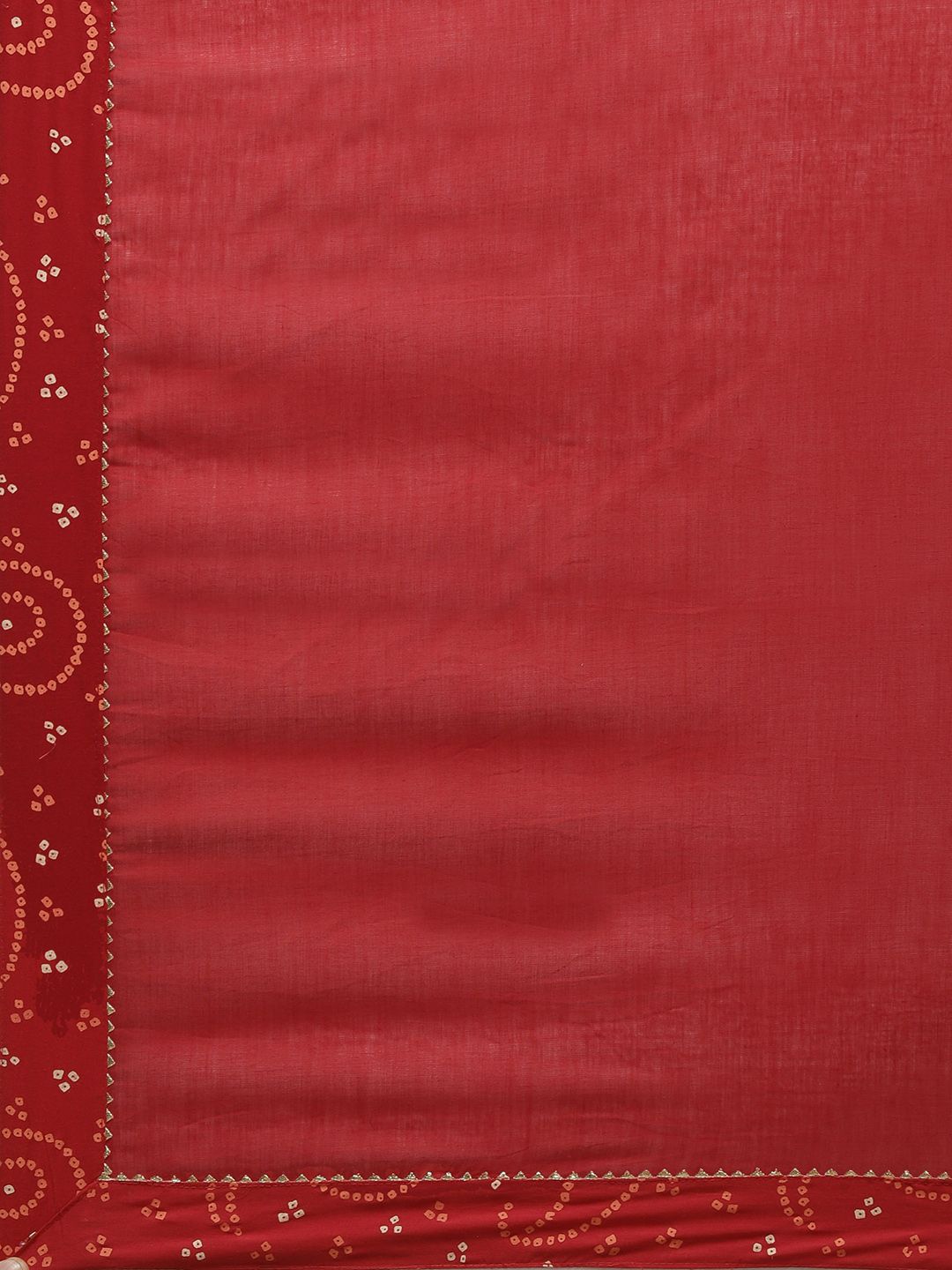 Dhiyona IS Women's Women Red Bandhani Embroidered Regular Aari Work Pure Cotton Kurta with Sharara & With Dupatta
