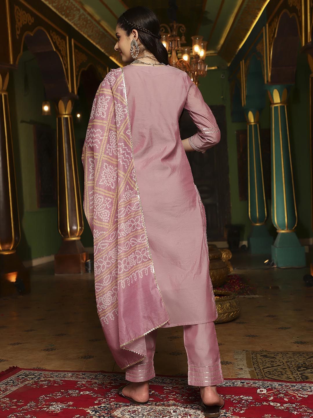 Dhiyona SN Women's Embroidered Straight Kurta With Trouser & Dupatta Set