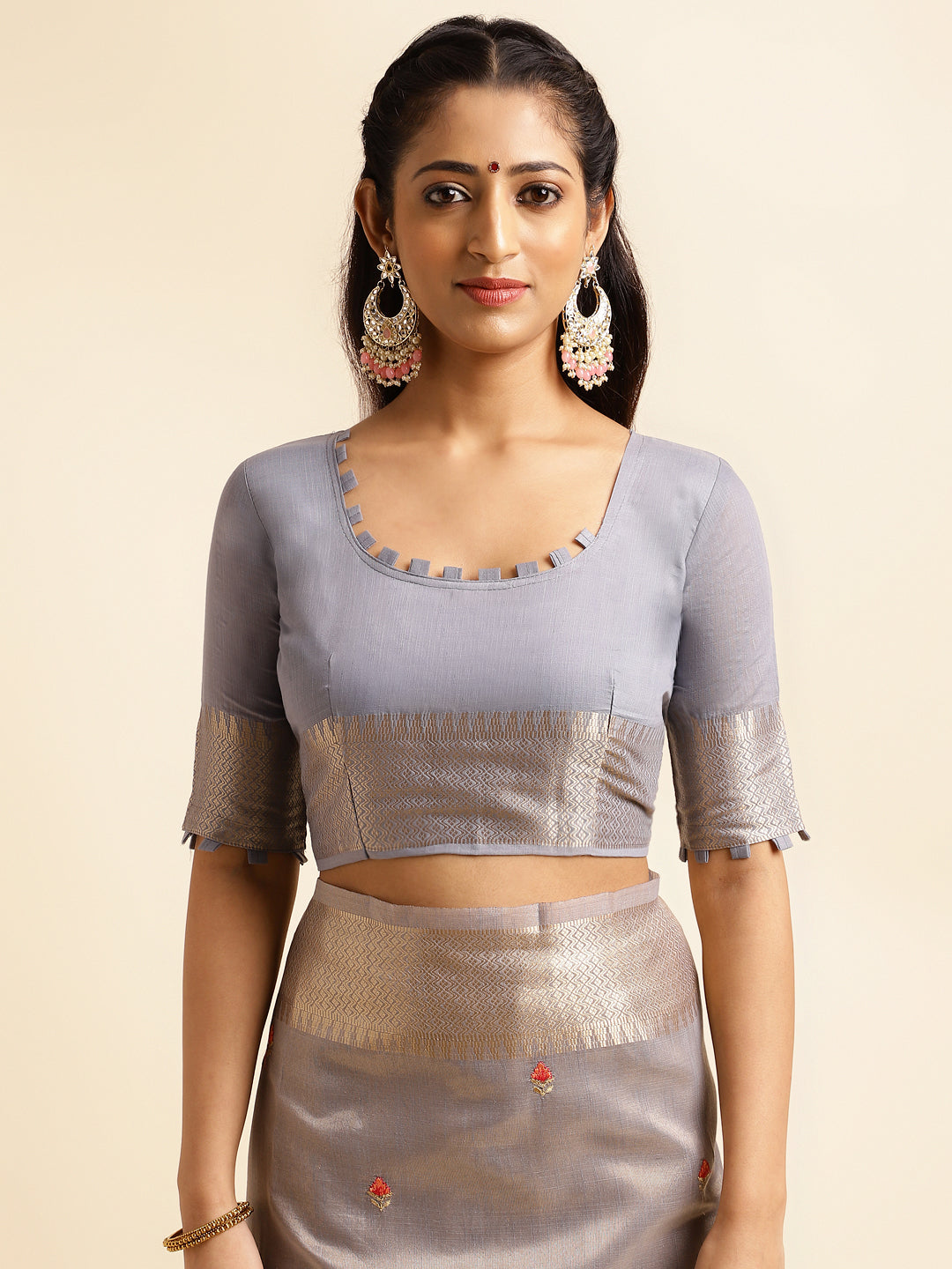 Dhiyona GR Women's Savi Grey Cotton Khadi Silk Saree
