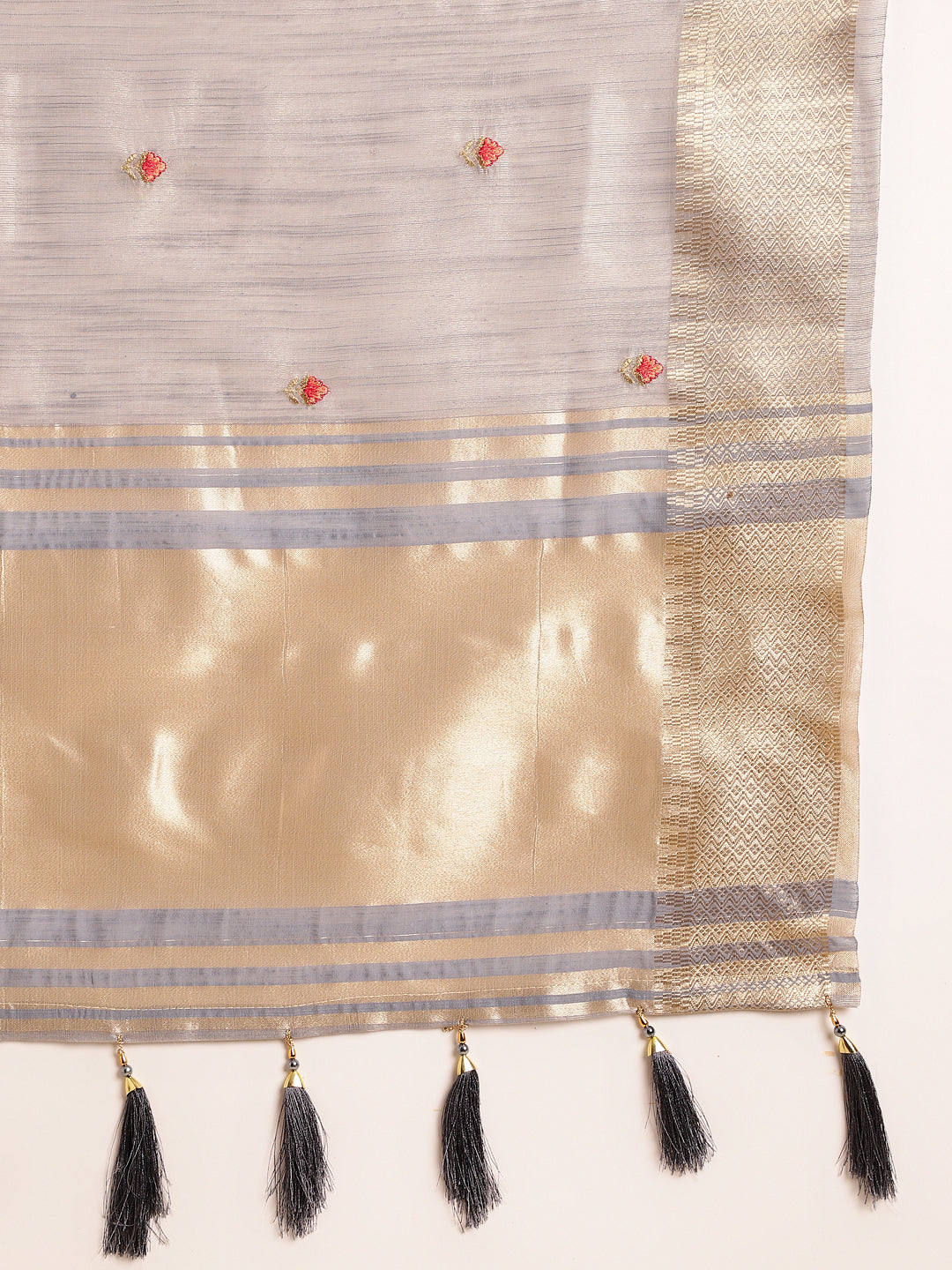 Dhiyona GR Women's Savi Grey Cotton Khadi Silk Saree