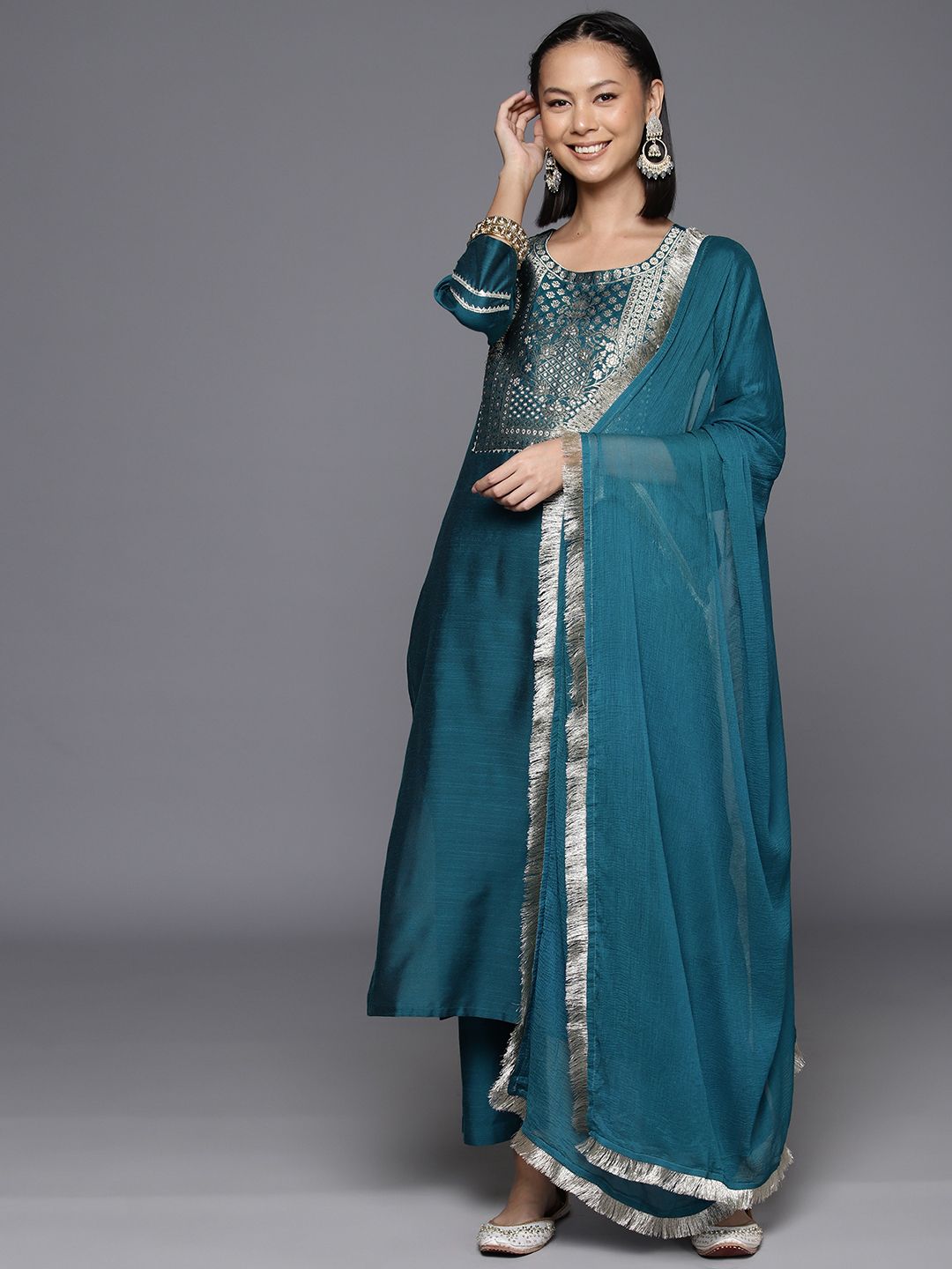 Dhiyona VA Women's Yoke Design Regular Kurta with Trousers & With Dupatta